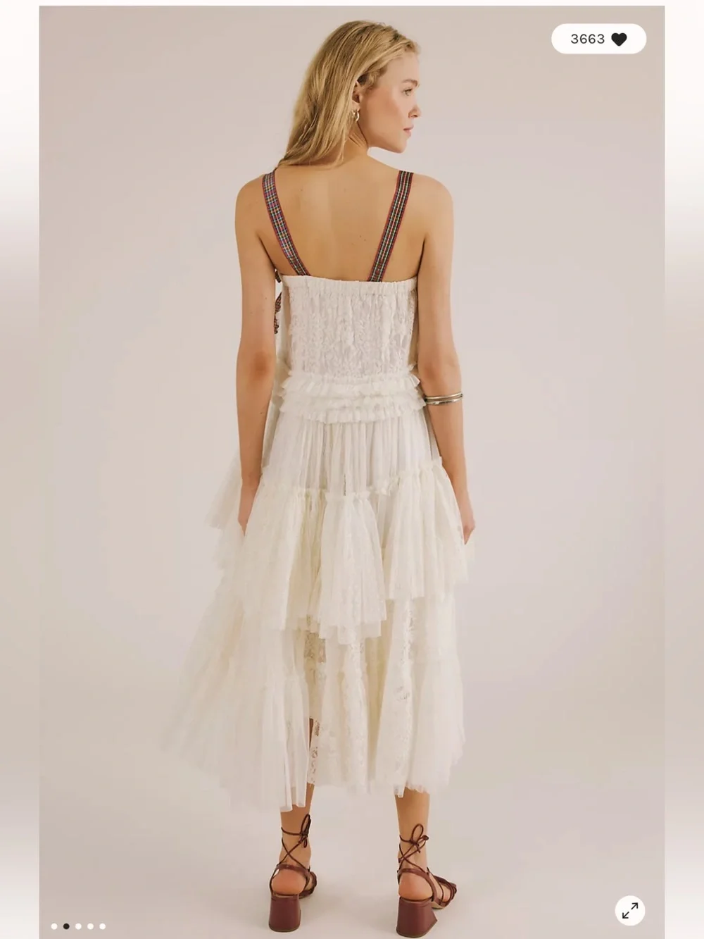 Free People Isabel Tiered Cascading Lace Chiffon Vintage Midi Dress - Picture 2 of 6